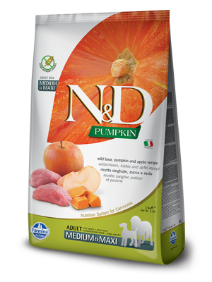 Alimento N&D Pumpkin Javali Selvagem e Maçã Para Cão Médio/Maxi 2.5kg
