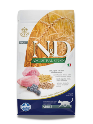 alimento n&d ancestral grain de borrego e mirtilos para gato 1,5kg