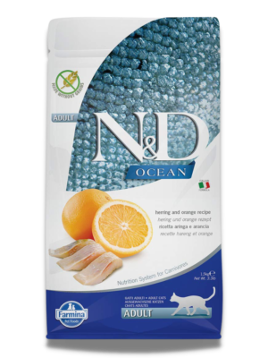 alimento n&d ocean de arenque e laranja para gato esterilizado 1,5kg