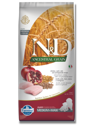 Alimento N&D Ancestral Grain Frango e Romã Para Cachorro Médio/Maxi 12kg