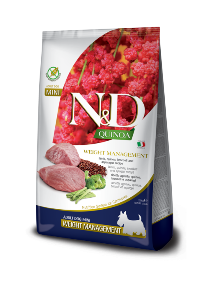 Alimento N&D Quinoa Weight Management de Cordeiro para Cão Mini 2.5kg