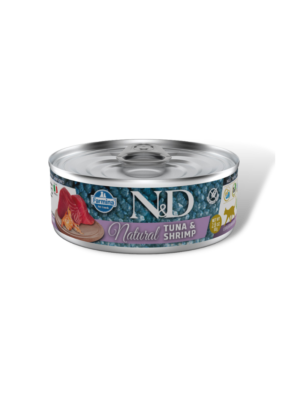 Lata N&D Natural de Atum e Camarão 80gr
